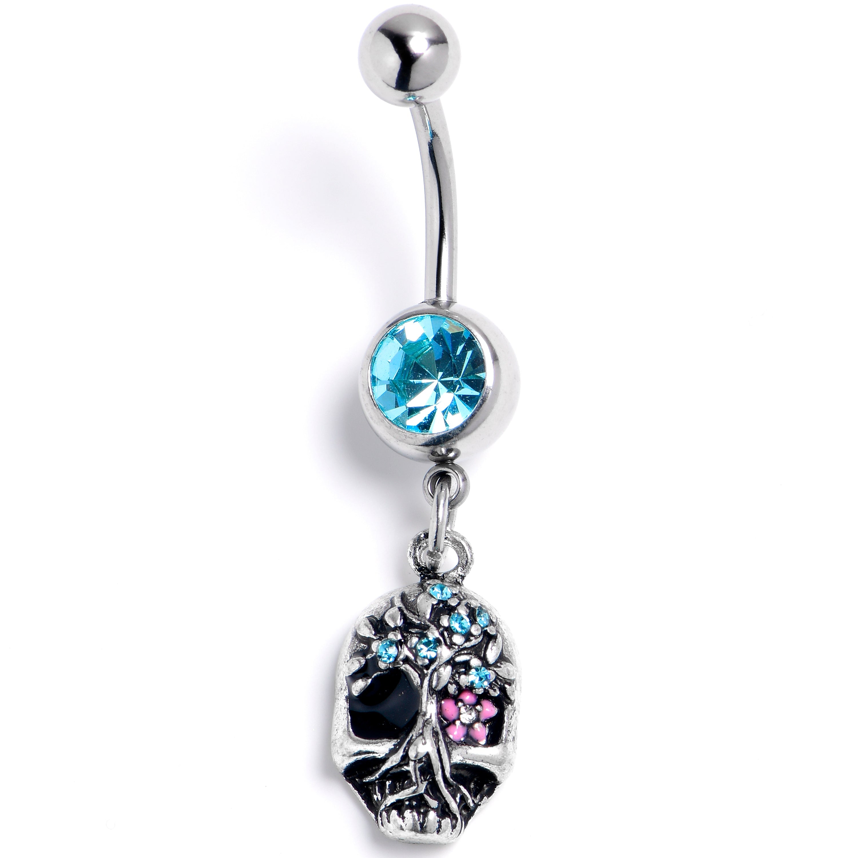BodyCandy Blue Gem Stylish Skull Halloween Dangle Belly Ring — main product shot