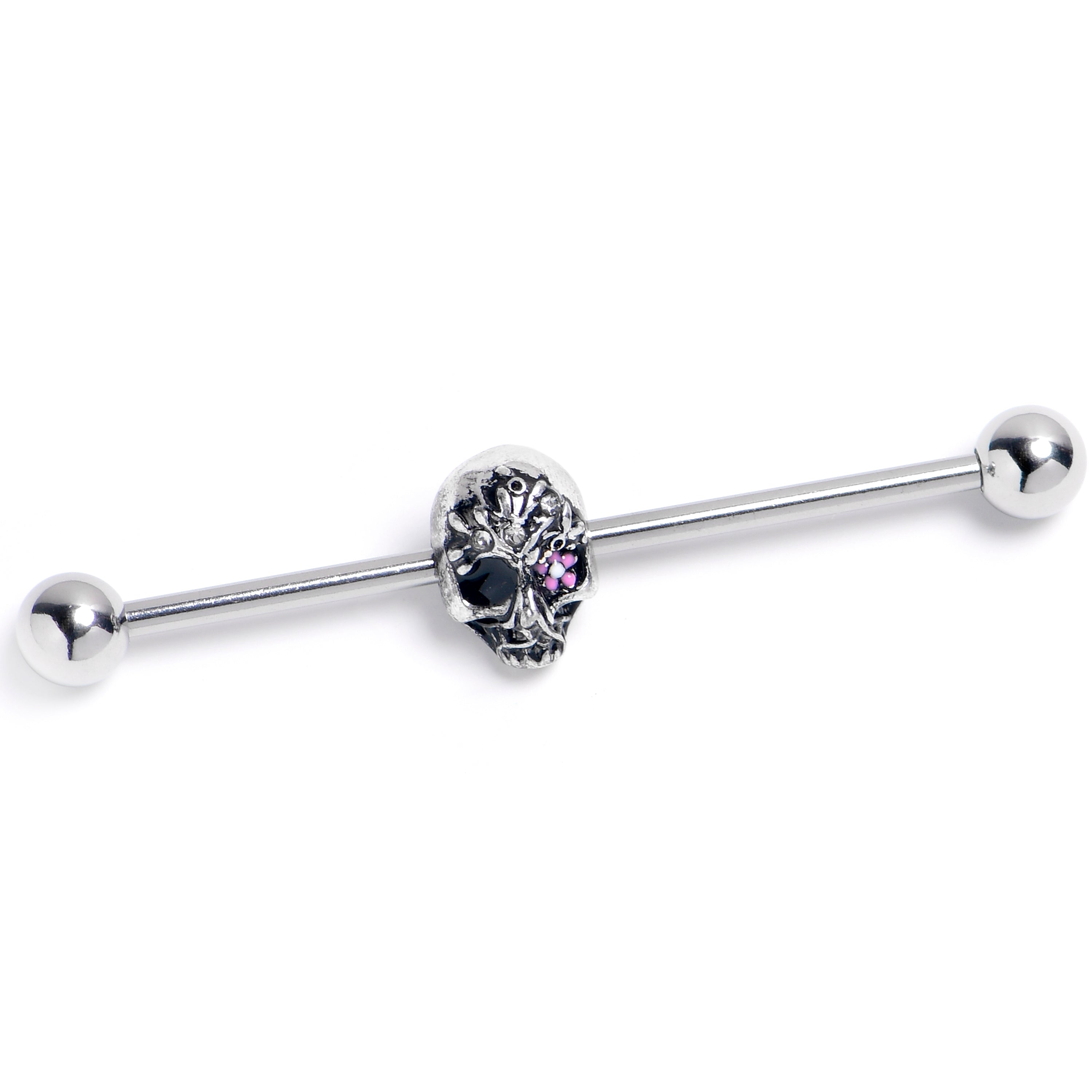 BodyCandy 14G Clear Gem Stylish Skull Halloween Industrial Barbell 38mm — main product shot