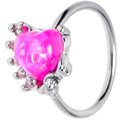 BodyCandy 20G 5/16 Pink Faux Opal Sunny Heart Nose Hoop — main product shot