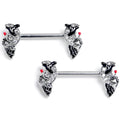 BodyCandy 14G 9/16 Clear Gem Crescent Moon Witch Barbell Nipple Ring Set — main product shot
