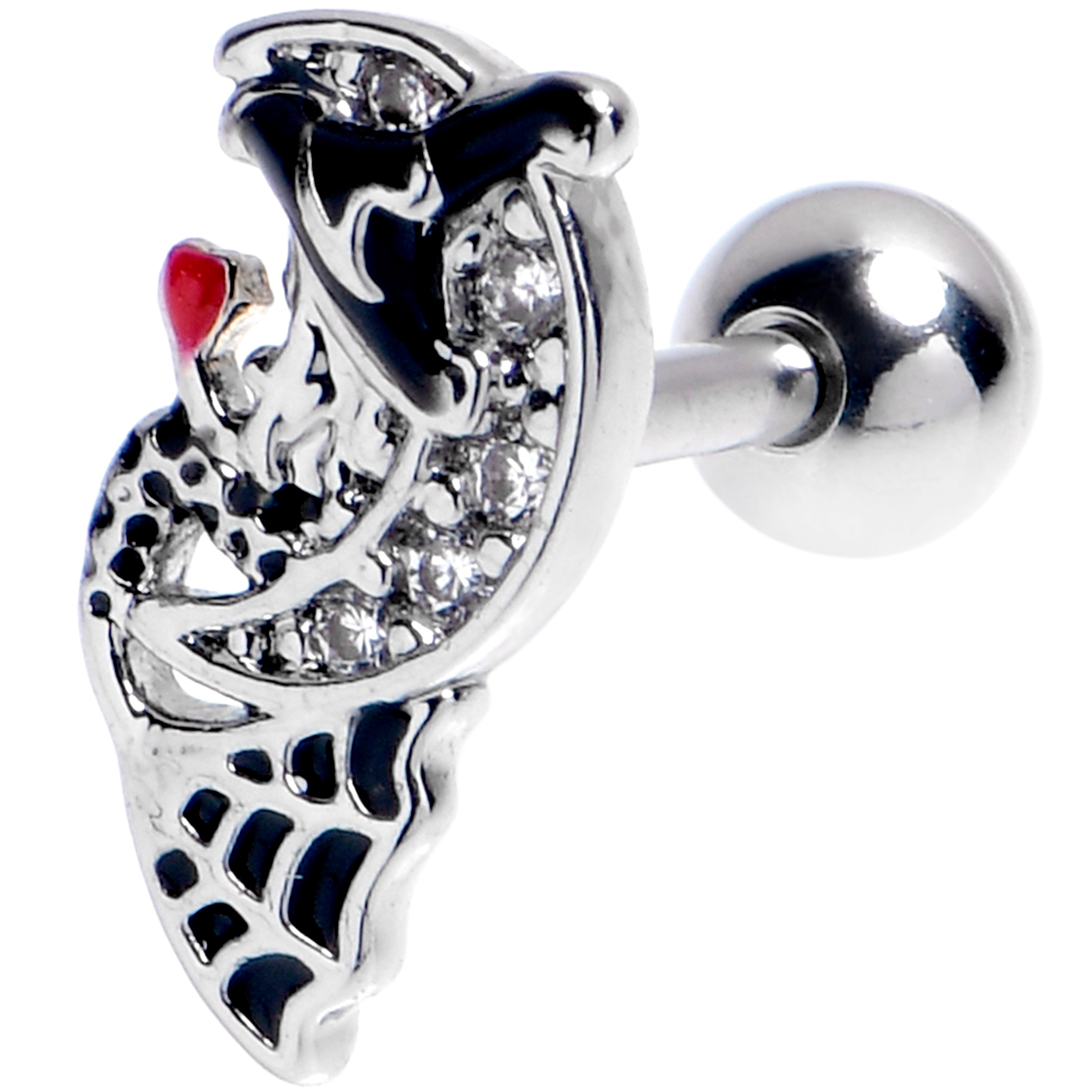 BodyCandy 16G 1/4 Clear CZ Gem Crescent Moon Witch Cartilage Tragus Earring — main product shot