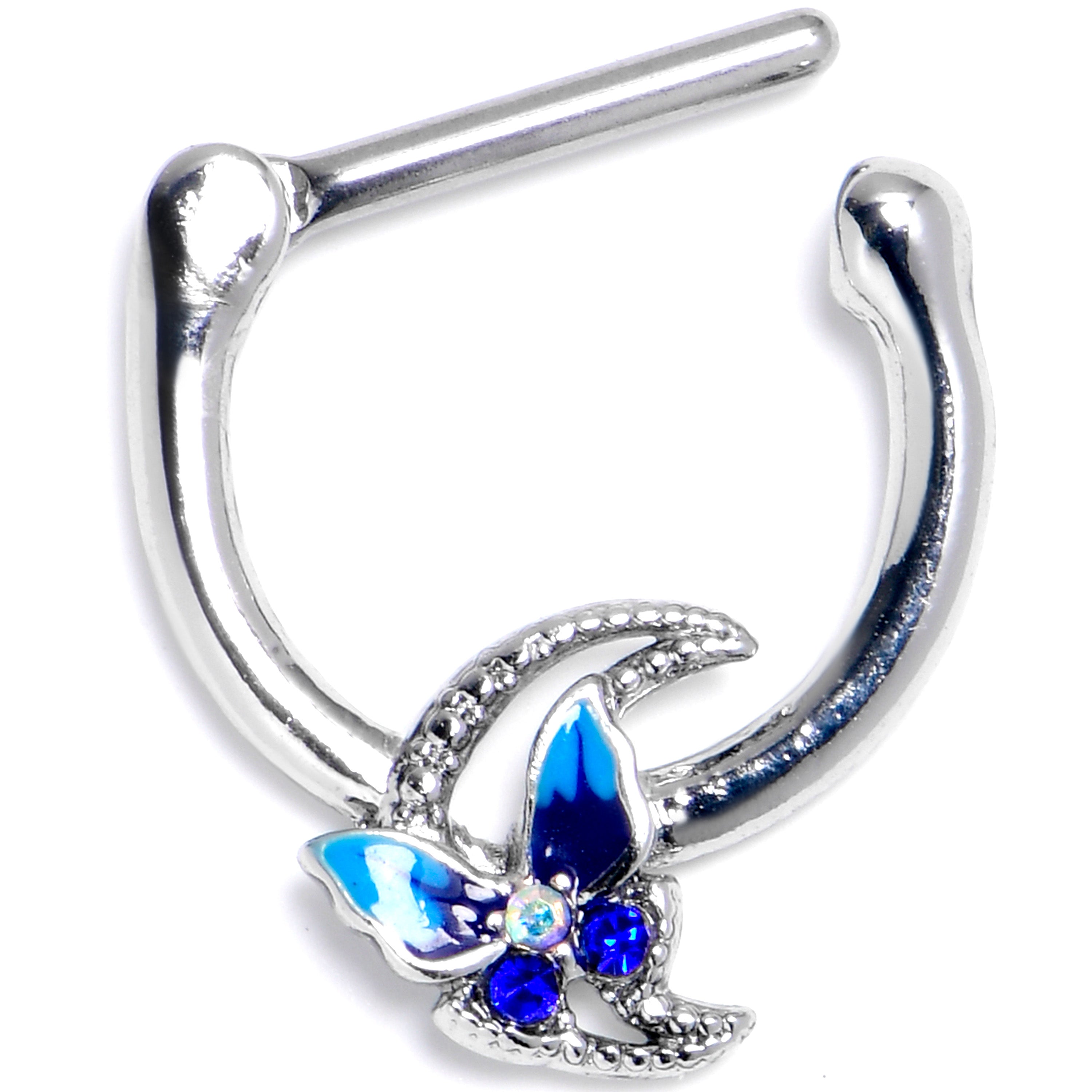 BodyCandy 16G 5/16 Aurora Gem Butterfly Blue Beauty Cartilage Clicker — main product shot