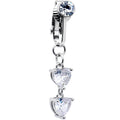 BodyCandy Clear CZ Gem Hearts Dangle Clip on Fake Belly Ring — main product shot