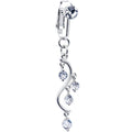 BodyCandy Clear CZ Gem Swirl Dangle Clip on Fake Belly Ring — main product shot