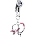 BodyCandy Pink CZ Gem Heart Dragonfly Love Dangle Clip on Fake Belly Ring — main product shot