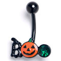 BodyCandy Green Gem Black Boo Halloween Belly Ring — main product shot