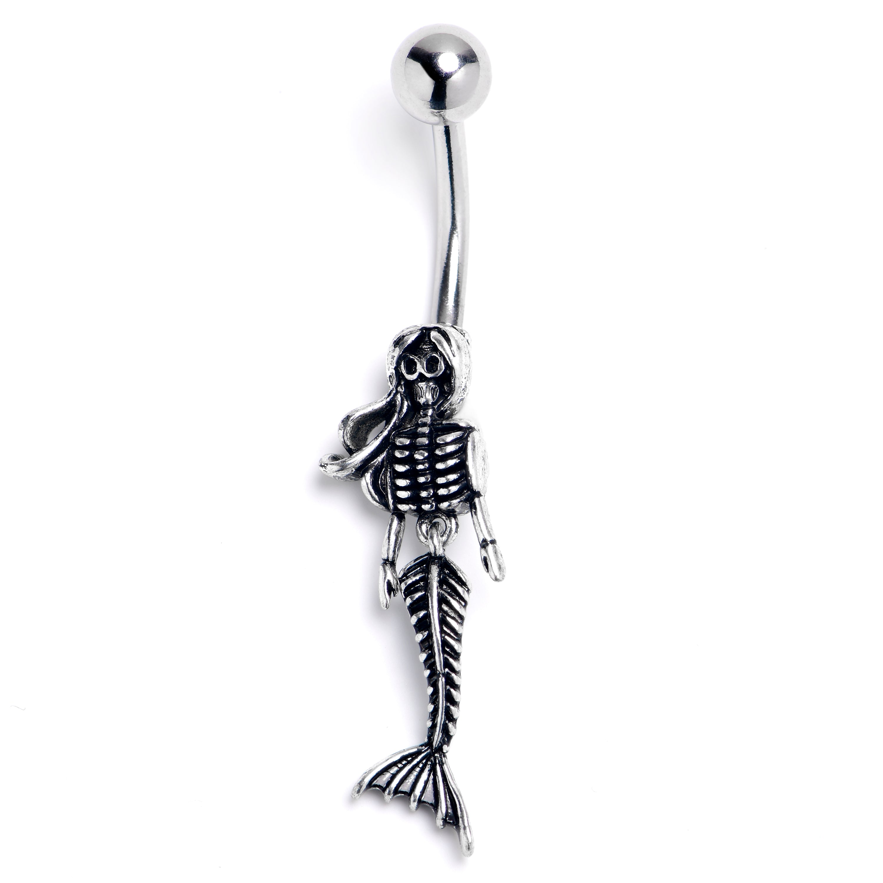 BodyCandy Skeleton Mermaid Dangle Belly Ring — main product shot