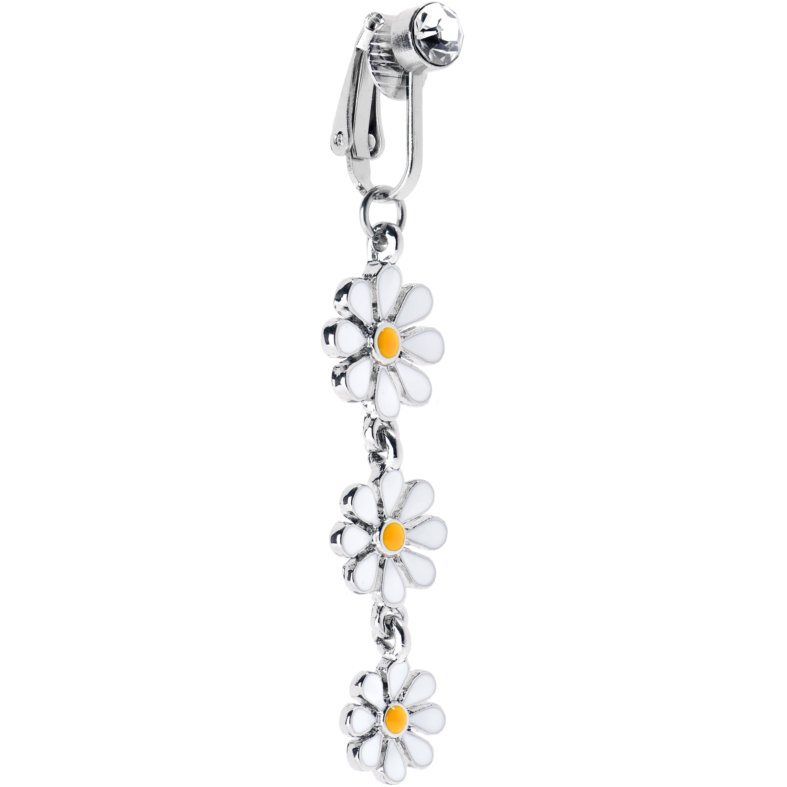 BodyCandy String of Daisy Flowers Dangle Clip on Fake Belly Ring — main product shot