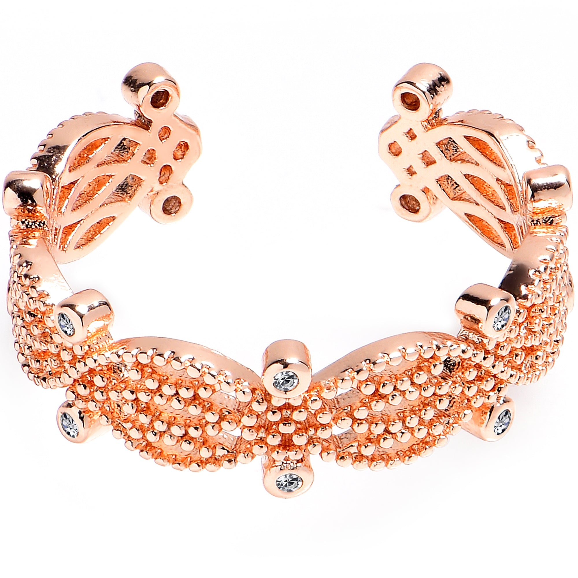 BodyCandy Clear Gem Textured Rosy Swirl Adjustable Toe Ring — main product shot