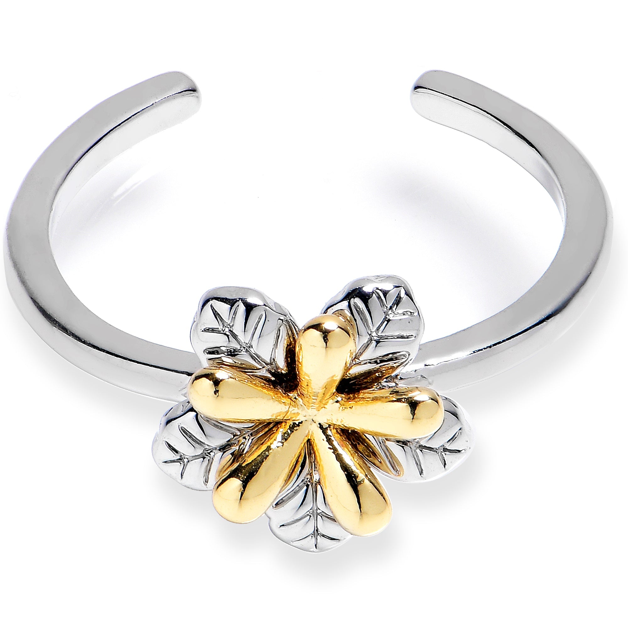 BodyCandy Flower Golden Texture Adjustable Toe Ring — main product shot