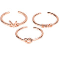 BodyCandy Knot Bow Rosy Adjustable Toe Ring Set of 3 — main product shot