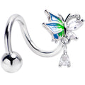 BodyCandy Clear CZ Gem Dazzling Beauty Butterfly Blue Spiral Twister Belly Ring — main product shot