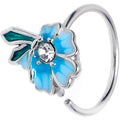 BodyCandy 20G 5/16 Clear Gem Faerie Flower Blue Nose Hoop — main product shot
