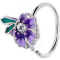 BodyCandy 20G 5/16 Clear Gem Faerie Flower Purple Nose Hoop — main product shot
