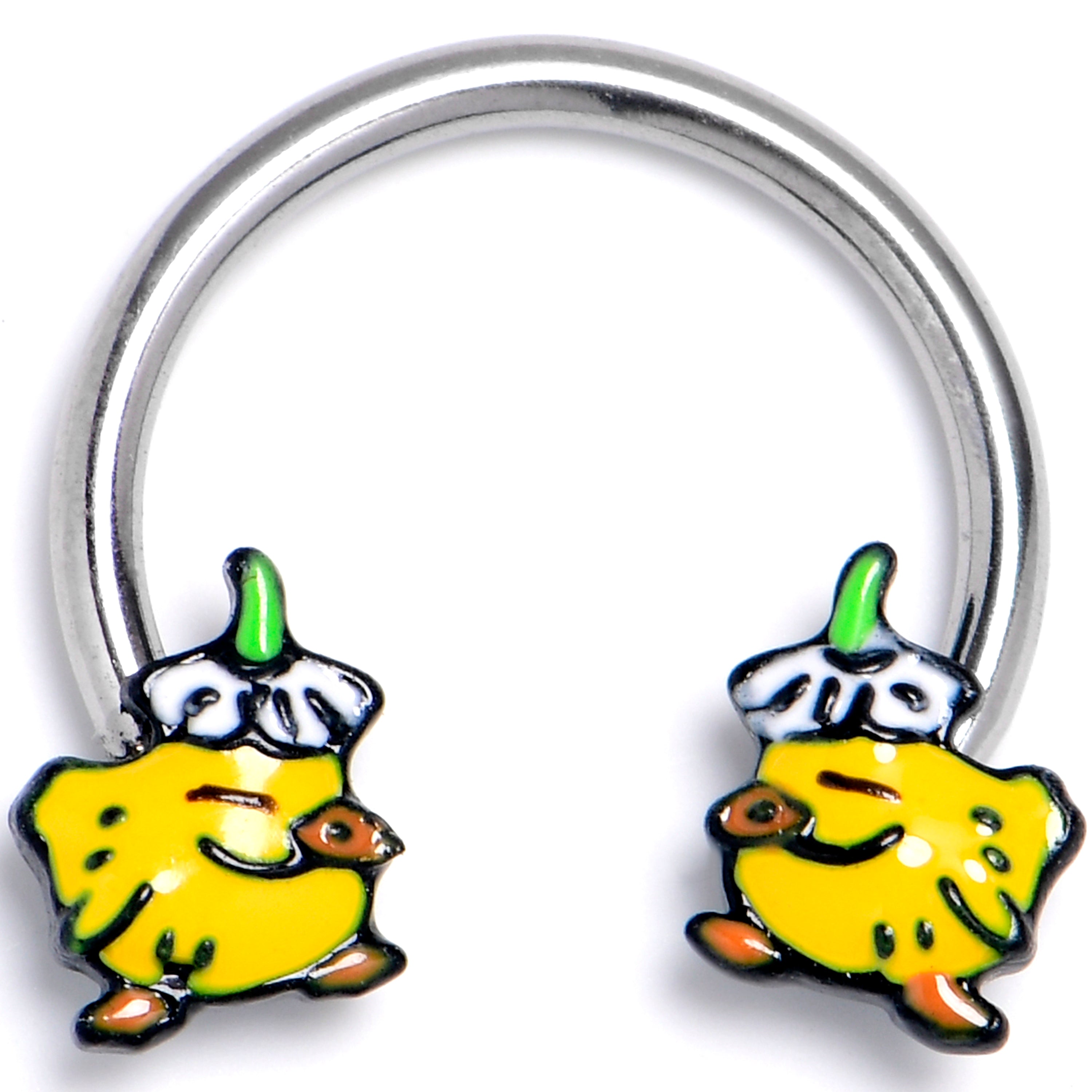 BodyCandy 16G 3/8 Duck Flower Hat Horseshoe Circular Barbell — main product shot