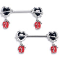 BodyCandy 14G 9/16 Barbed Heart Rose Dangle Nipple Ring Set — main product shot