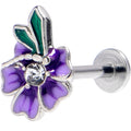 BodyCandy 16G 5/16 Clear Gem Faerie Flower Purple Labret Monroe Tragus — main product shot