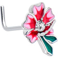 BodyCandy 20G 1/4 Clear Gem Faerie Flower Pink L Shape Nose Ring — main product shot