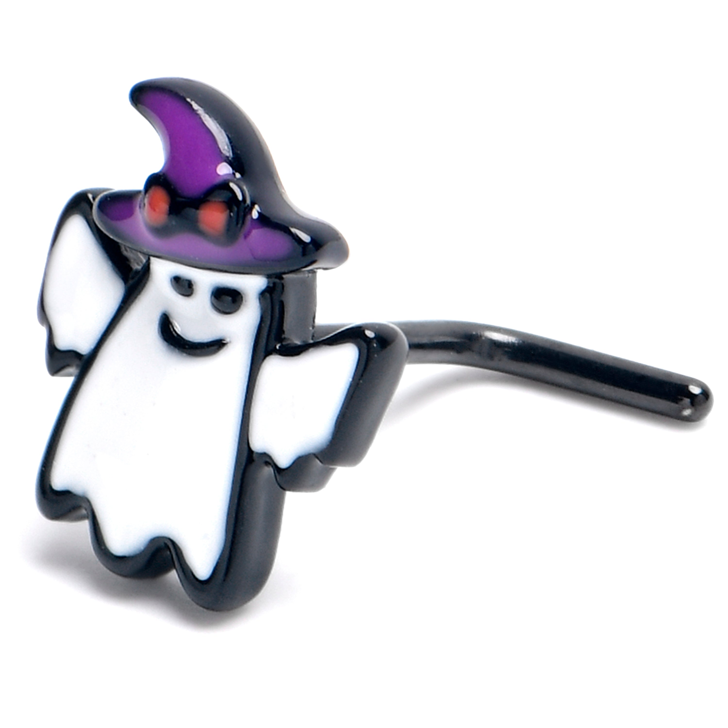 BodyCandy 20G 7mm Black Witch Ghost Halloween L Shape Nose Ring — main product shot