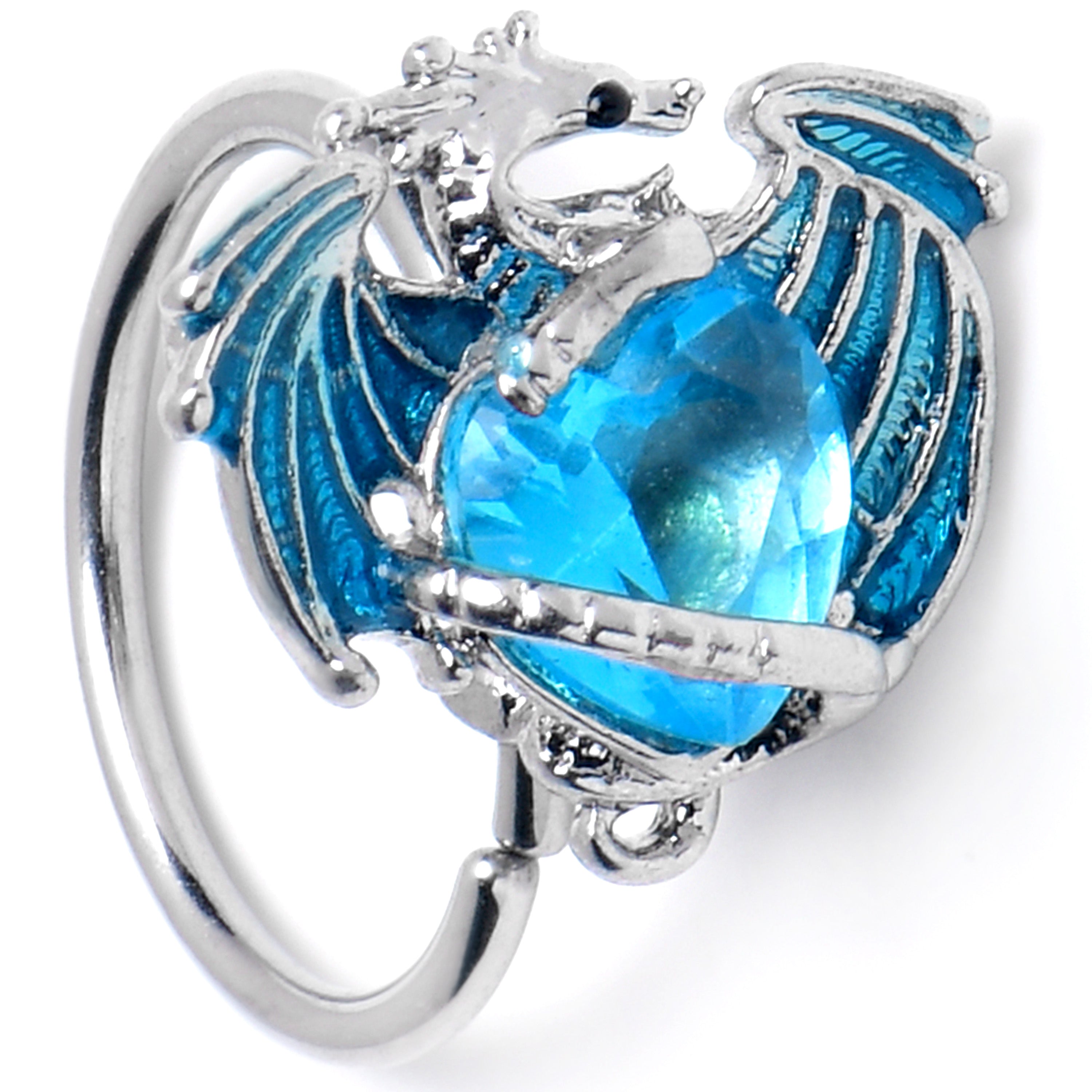 BodyCandy 20G 5/16 Blue Gem Heart of Dragon Nose Hoop — main product shot