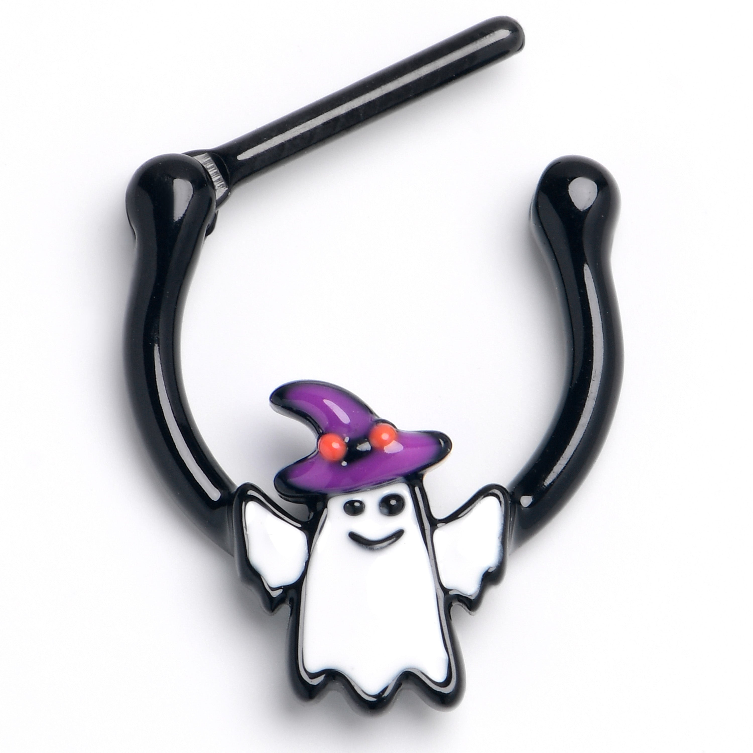 BodyCandy 16G 5/16 Black Witch Hat Ghost Cartilage Clicker — main product shot