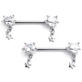BodyCandy 14G 9/16 Clear CZ Heart Starry Saturn Dangle Nipple Ring Set — main product shot