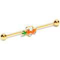 BodyCandy 14G Clear Gem Gold Tone Rabbit Carrot Car Industrial Barbell 38mm — main product shot
