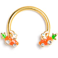 BodyCandy 16G 3/8 Clear Gem Gold Tone Rabbit Carrot Car Circular Barbell — main product shot