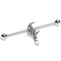 BodyCandy 14G Clear CZ Gem Moon Bow Heart Dangle Industrial Barbell 38mm — main product shot