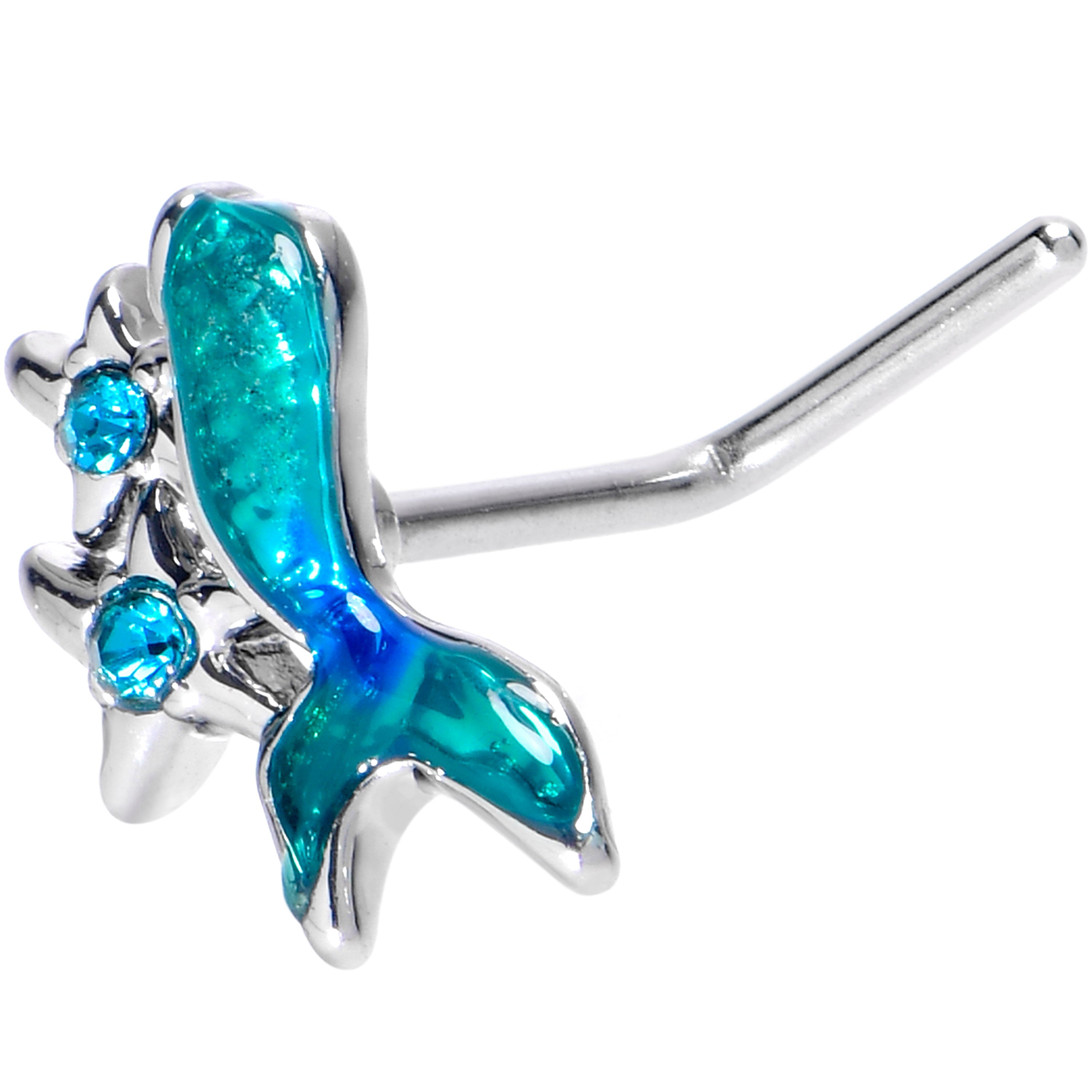BodyCandy 20G 7mm Blue Gem Blue Mermaid Tail Stars L Shape Nose Ring — main product shot