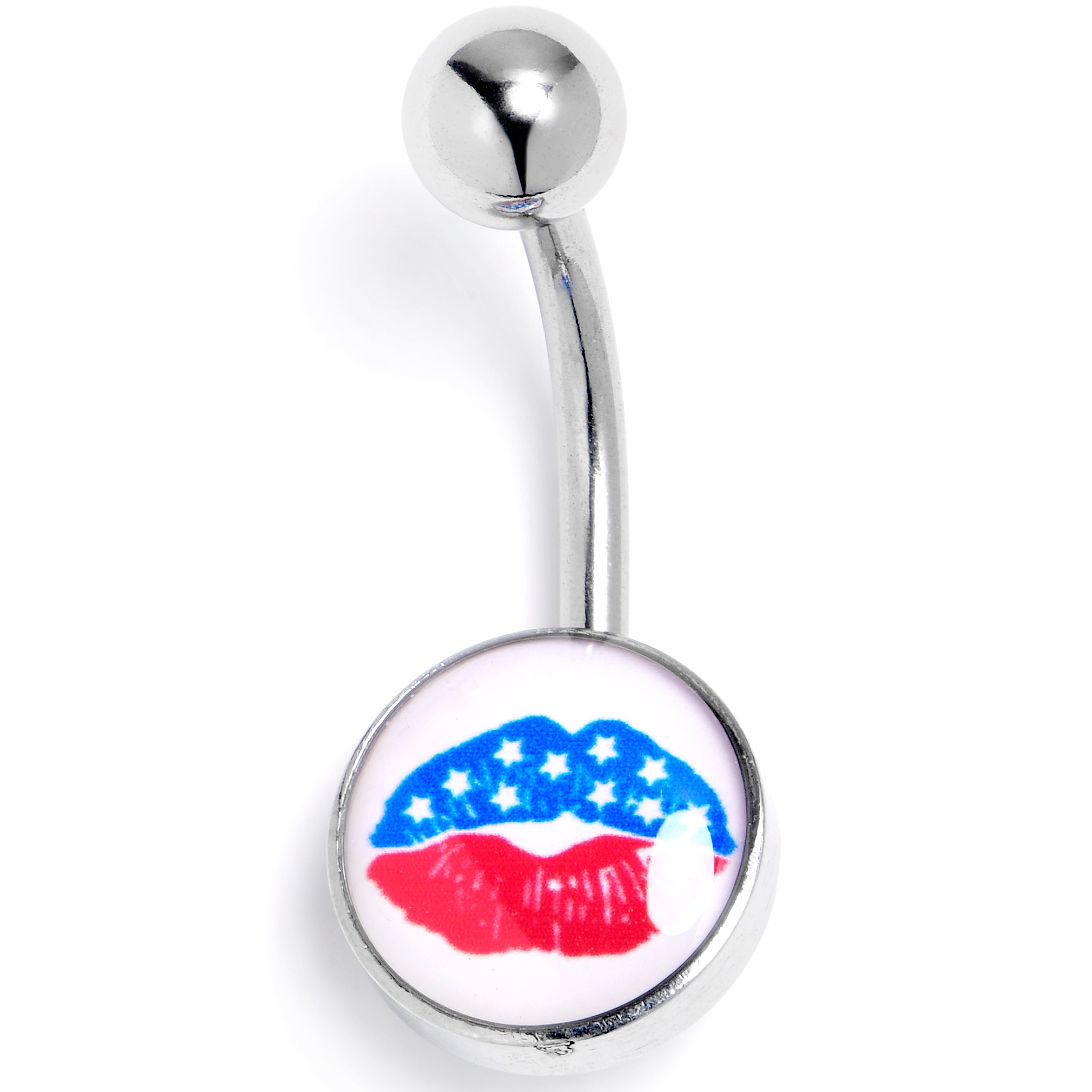 BodyCandy Inlay Patriotic Kissy Lips Belly Ring — main product shot