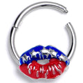 BodyCandy 16G 3/8 Patriotic Kissy Lips Hinged Segment Ring — main product shot