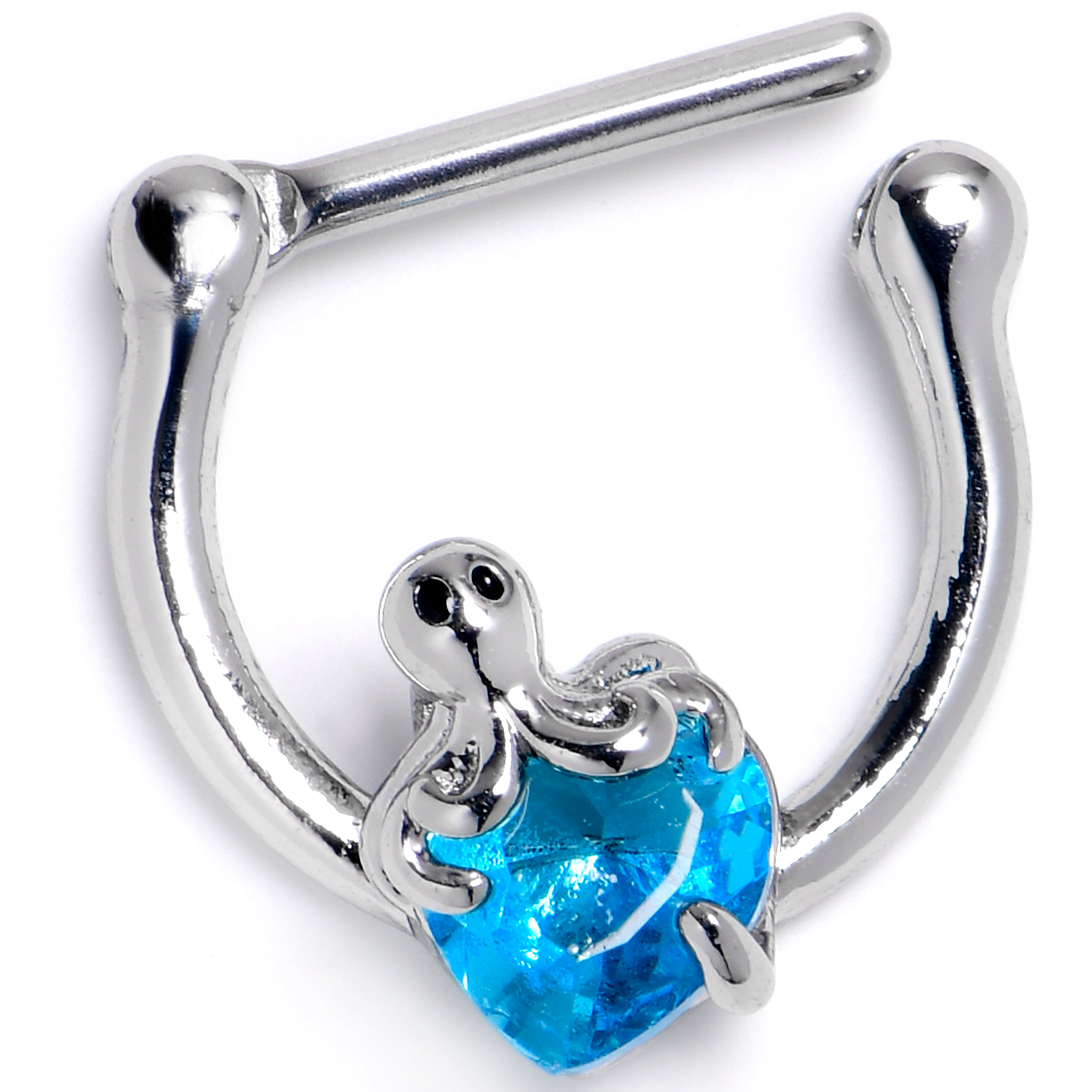 BodyCandy 16G 5/16 Blue Gem Octopus Heart Cartilage Clicker — main product shot