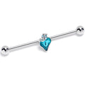 BodyCandy 14G Blue CZ Gem Strawberry Love Industrial Barbell 38mm — main product shot