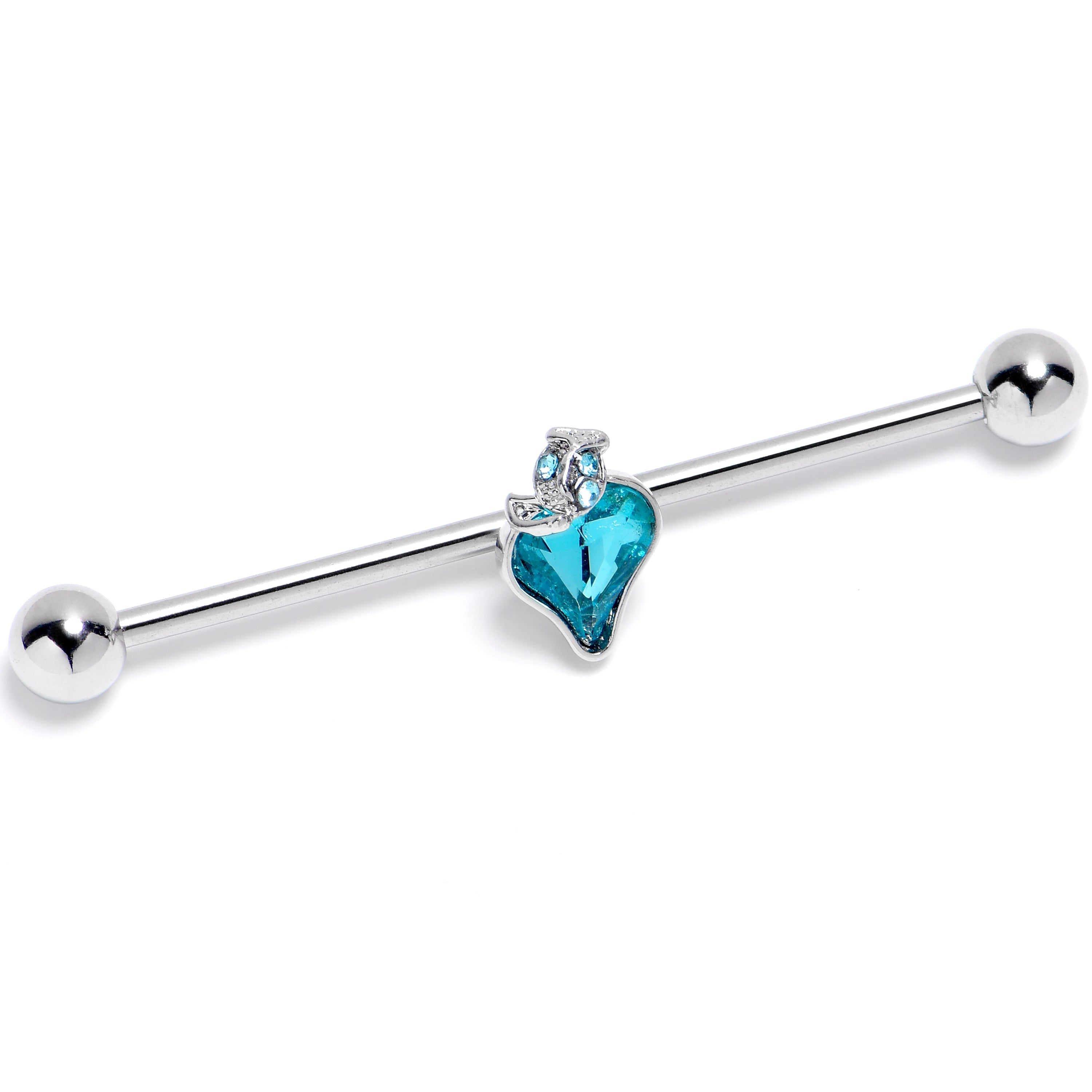 BodyCandy 14G Blue CZ Gem Strawberry Love Industrial Barbell 38mm — main product shot