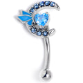 BodyCandy 16G 5/16 Blue Gem Butterfly Heart Moon Curved Eyebrow Ring — main product shot