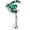 BodyCandy 16G 5/16 Green Gem Butterfly Heart Moon Curved Eyebrow Ring — main product shot