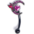 BodyCandy 16G 5/16 Pink Gem Black Moon Heart Butterfly Curved Eyebrow Ring — main product shot