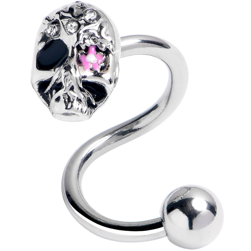 BodyCandy Clear Gem Stylish Skull Spiral Twister Belly Ring — main product shot
