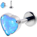 BodyCandy 16G 1/4 Blue Synthetic Opal G23 Titanium Threadless Heart Labret — main product shot