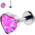 BodyCandy 16G 1/4 Pink Synthetic Opal G23 Titanium Threadless Heart Labret — main product shot