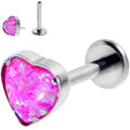 BodyCandy 16G 5/16 Pink Synthetic Opal G23 Titanium Threadless Heart Labret — main product shot