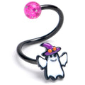 BodyCandy 16G 3/8 Black Witch Hat Ghost Spiral Twister Cartilage Ring — main product shot