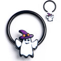BodyCandy 16G 3/8 Black Witch Hat Ghost Halloween BCR Captive Ring — main product shot