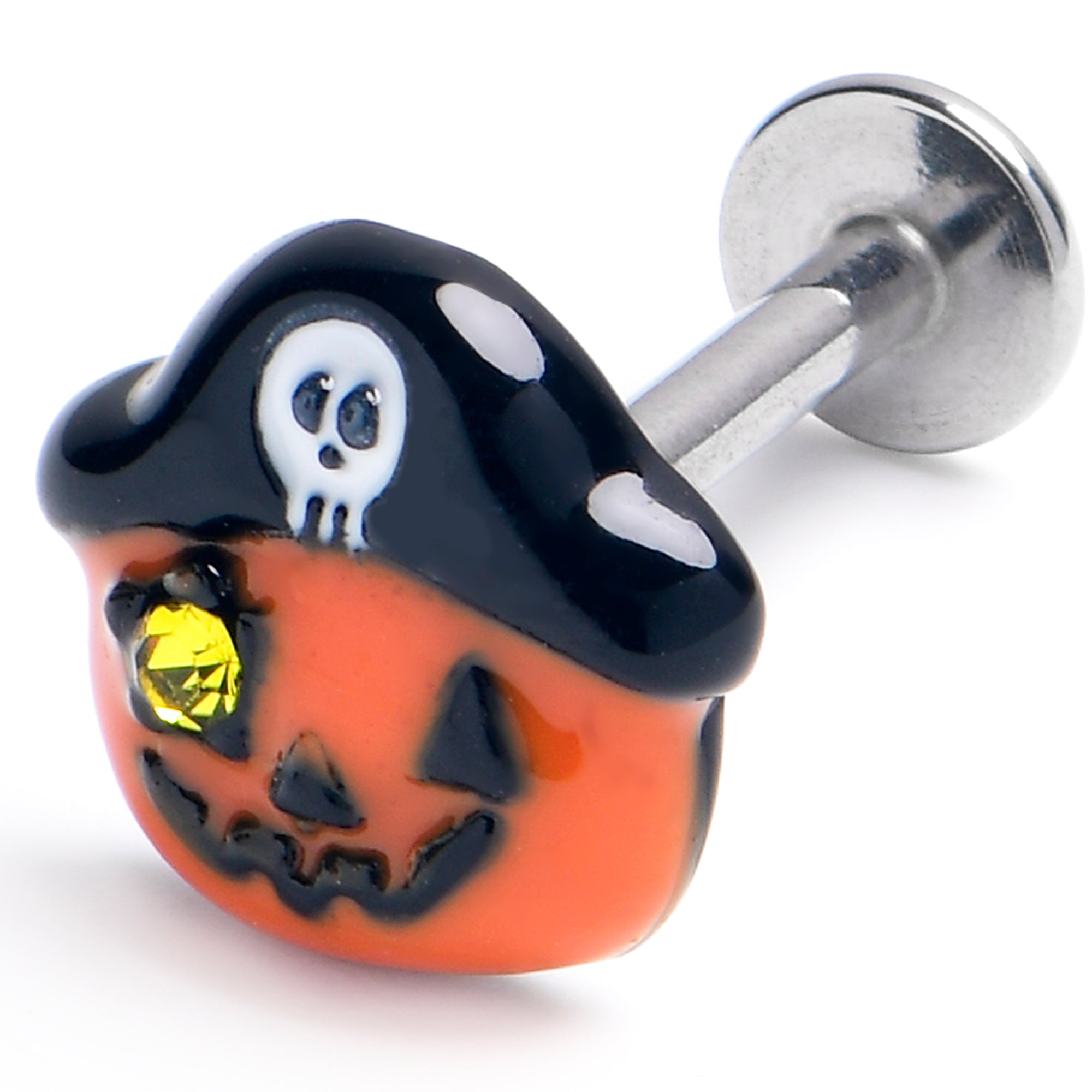 BodyCandy 16G 5/16 Yellow Gem Orange Pirate Pumpkin Labret Monroe Tragus — main product shot
