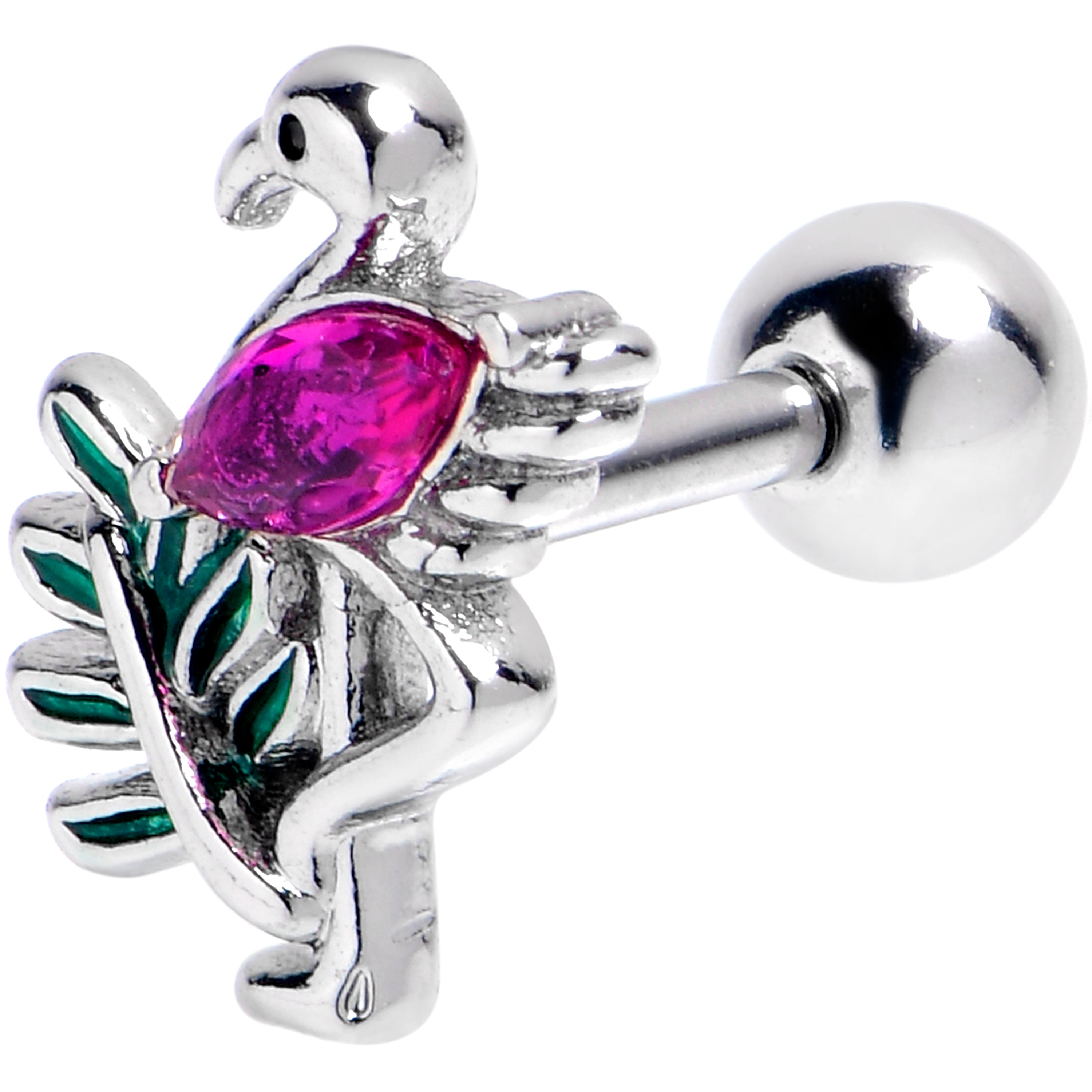 BodyCandy 16G 1/4 Pink Gem Fabulous Flamingo Cartilage Tragus Earring — main product shot