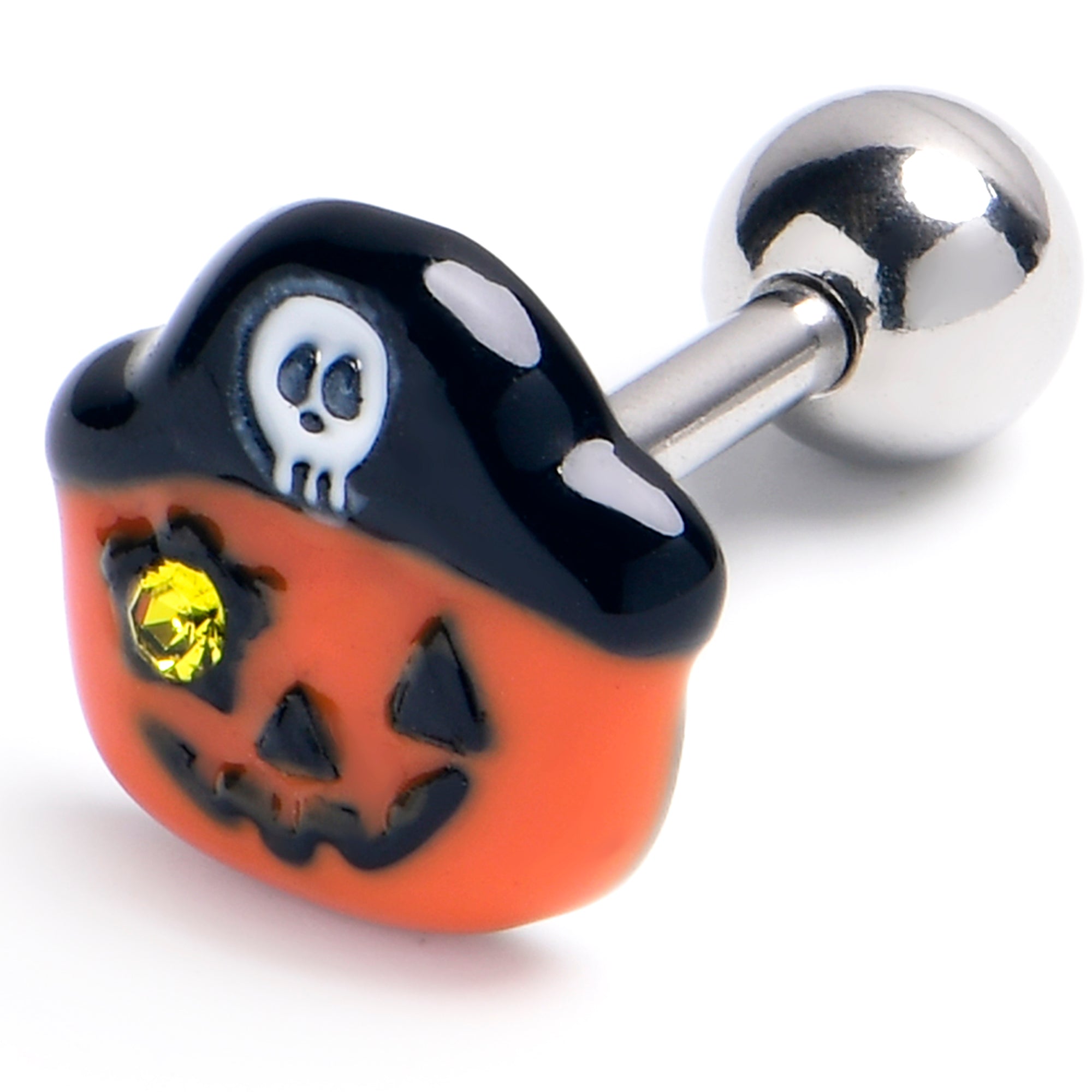 BodyCandy 16G 1/4 Yellow Gem Orange Pirate Pumpkin Cartilage Tragus Earring — main product shot