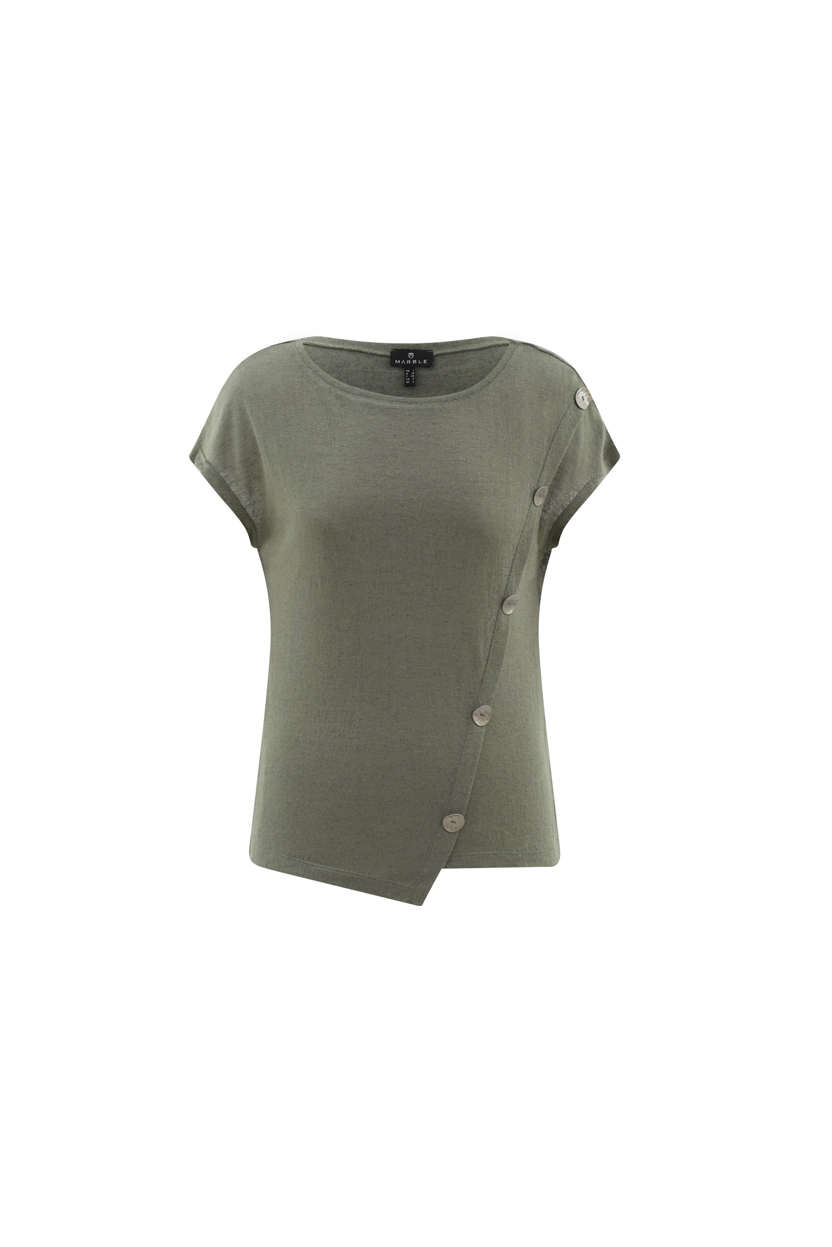 KADOU BOUTIQUE Marble Asymmetrical Button Top — side view