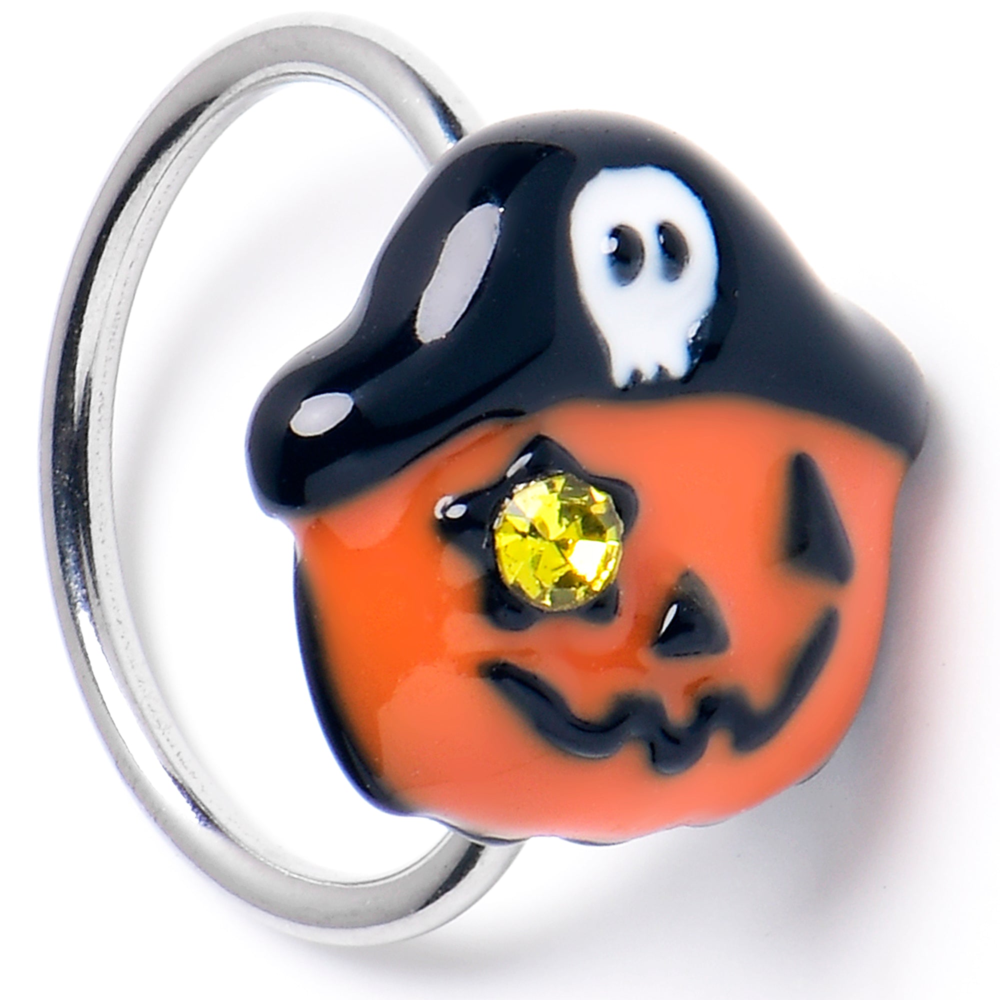 BodyCandy 20G 5/16 Yellow Gem Orange Pirate Pumpkin Nose Hoop — main product shot