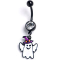BodyCandy Clear Gem Black Witch Hat Ghost Halloween Dangle Belly Ring — main product shot